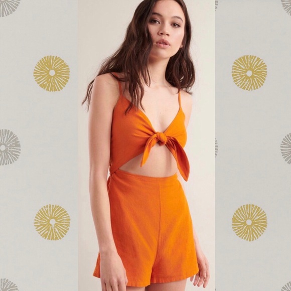 orange front knot jumpsuit